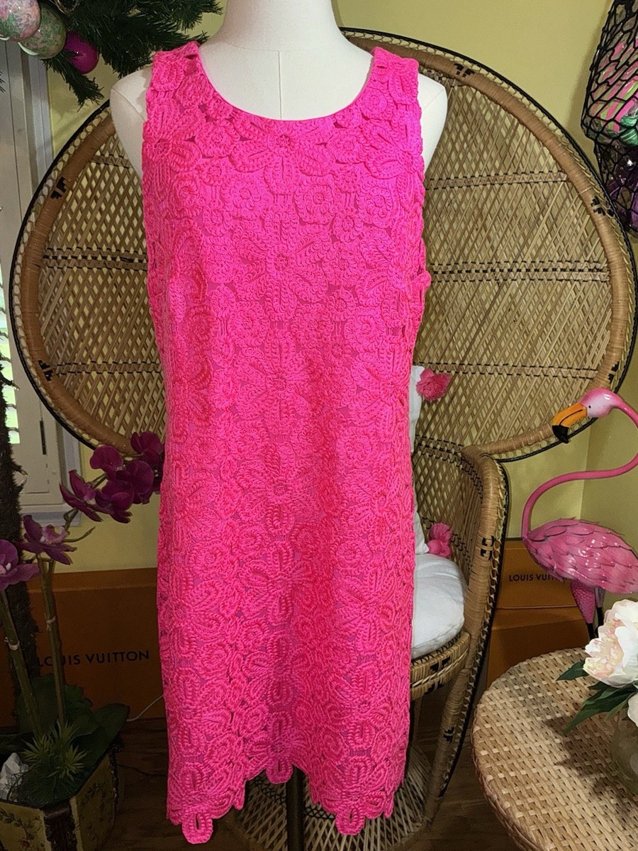 marquette crochet shift dress Lilly Pulitzer NWT Marquette Crochet Shift Dress Passion Fruit Pink Size  L,XL