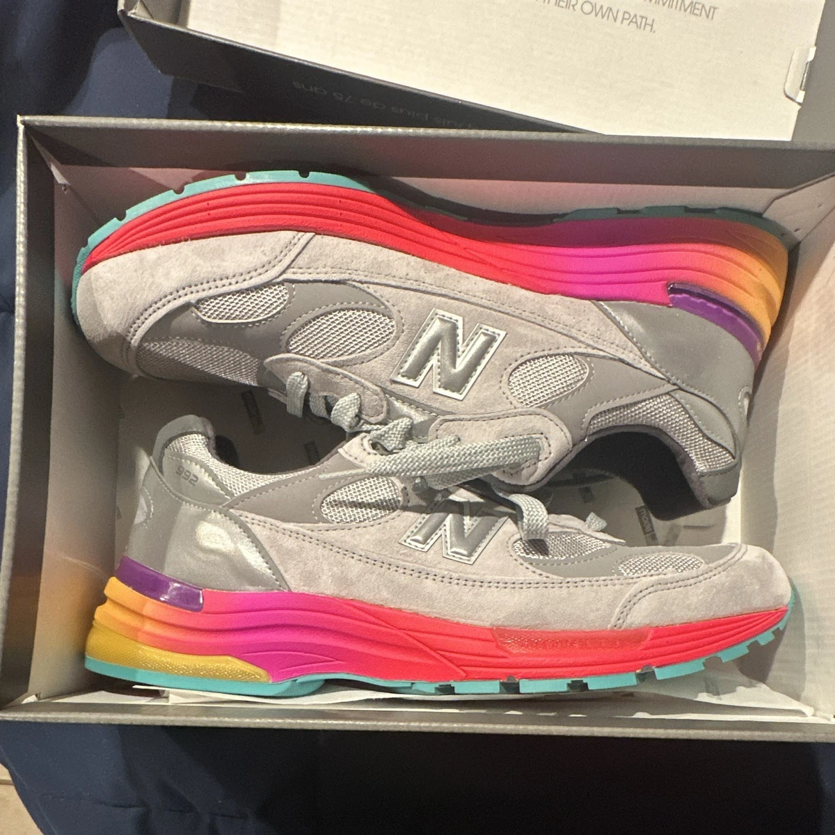 New Balance 992 Made in USA Grey Blue Red | eBay