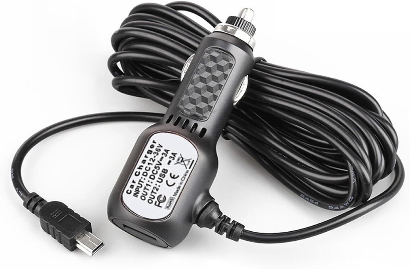 11.5ft USB3.0 Mini Plug Dash Cam Power Cable for Car Black-image