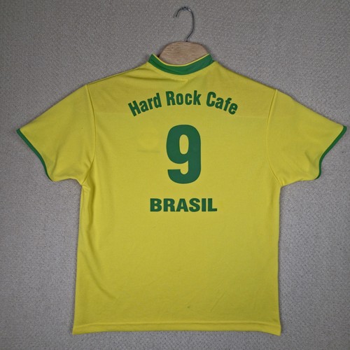 VTG 90s Hard Rock Cafe Brasil Soccer Jersey XL Mens Rio De Janerio #9 Futbol - Picture 4 of 10