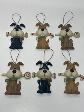 Blossom Bucket Suzi Skoglund Puppy Dog Christmas Ornaments Set of 6 Resin