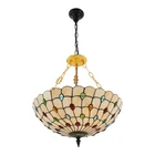 Tiffany Style Vintage Chandelier Stained Glass Flush Mount Ceiling Light Fixture