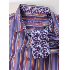 Robert Graham Mens Shirt Purple Striped Long Sleeve Button Down
