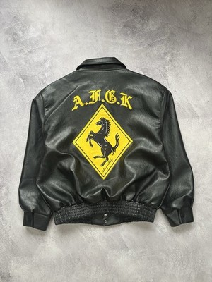 A Few Good Kids Black Faux Leather Varsity Jacket L Embroidered