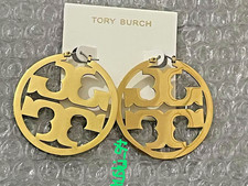 Tory Burch Icon Hoop Earrings Large Logo Gold‑Plated Copper  Earrings