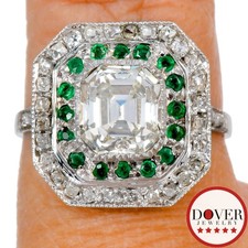 Vintage Emerald cut Diamond 2.90ct Emerald Platinum Engagement Ring 5.0 Gr NR