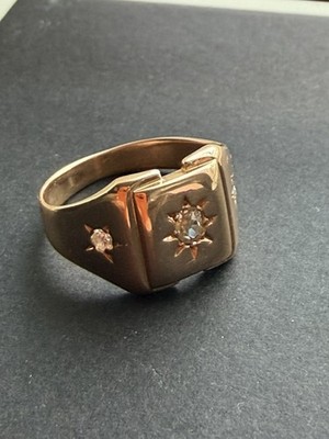 Antique Victorian Golden Ring with Diamonds 14k Gold