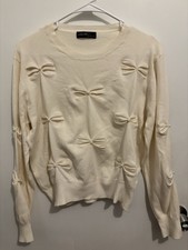 Cream Bow Detail Sweater Size Large