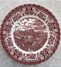 Olde Country Castles Dinner Plate British Anchor 10 Inch Diameter Pink And White