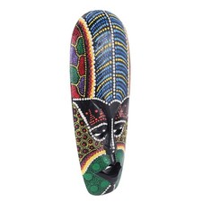 Wooden Mask Wall Hanging Solid Wood Carving Painted Wall Decor Bar7774