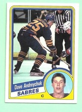 (1) DAVE ANDREYCHUK 1984-85 O-PEE-CHEE # 17 SABRES ROOKIE CREASED CARD (N5430). rookie card picture