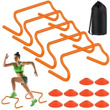 Agility Hurdles Training Equipment - Speed and Soccer Cones with Carrying Bag