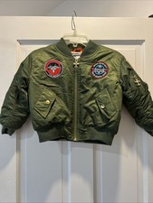 Up and Away USAF Type MA-1 Flight Bomber Jacket Green CHILD SIZE 4/5 Top gun