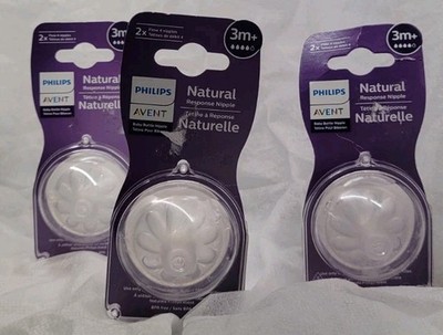 3 Packs Philips Avent Natural Response Nipple Flow 4 3M+ Baby Bottle Nipples