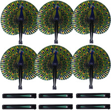 20 Pcs 10" Safari Print Peacock Fans Decorations Animal Folding Paper Hand Fans