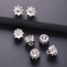 10 PCS Silver Rhinestone Buttons Crystal Embellishments Sew Clothing Craft