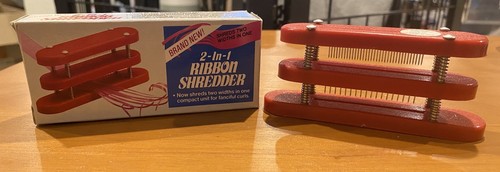Vintage Giftco 2-In-1 Ribbon Shredder & Curler Red Gift Wrap Craft Tool w Box