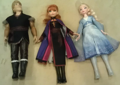 Disney Frozen Doll Lot of 3 Elsa Anna Kristoff 11'' Fashion Action Figures Hasbro