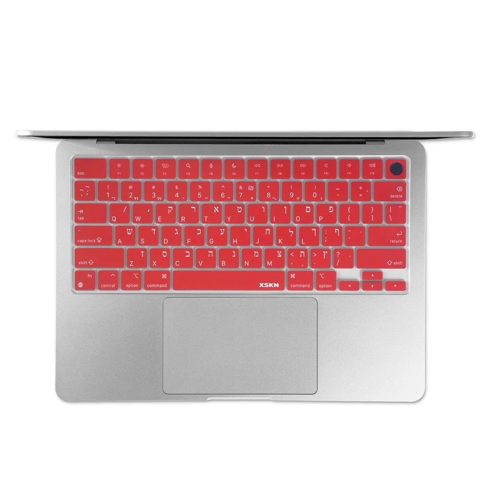 XSKN Red Hebrew Keyboard Cover for 2022-2025 Macbook Air 13.6/Macbook Air 15.3 - Image 3 of 4