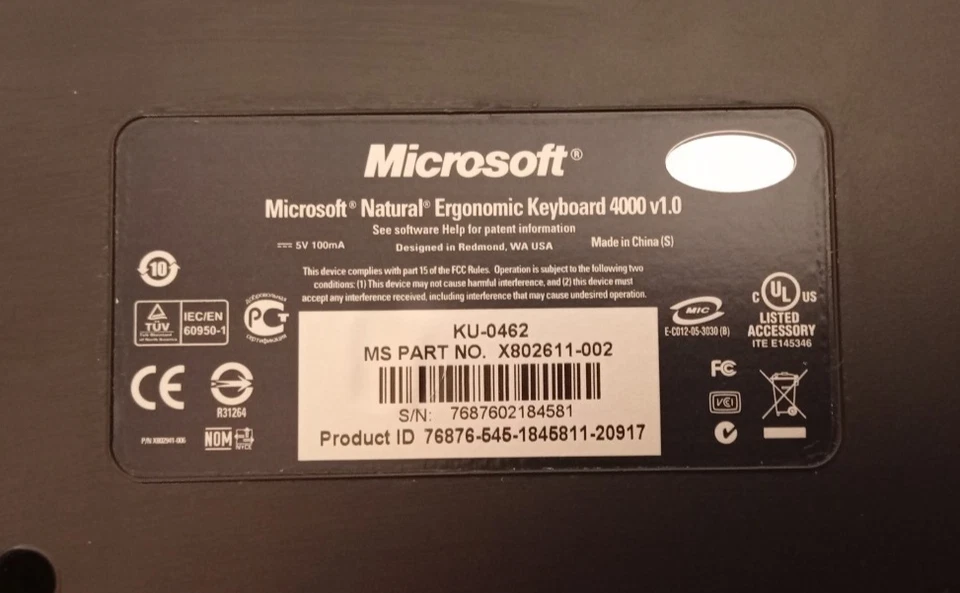 Microsoft Natural Ergonomic Keyboard 4000 v1.0 Tastatur Ergonomisch USB QWERTZ - Bild 2 von 4