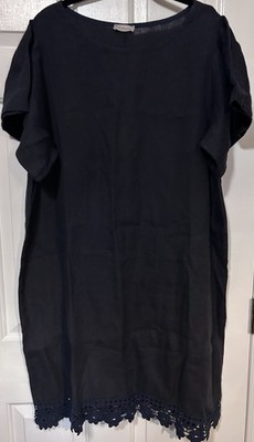 chinese dress ladies Bellambra Women's Plus Made in Italy Linen Split Neck Tiered Midi Dress
