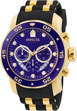 NIB Invicta Men's 48mm PRO DIVER SCUBA Chronograph BLUE Dial Gold Plated