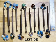 11 Antique, Engine-turned, Spangled, Midlands, Dark Wood Bobbin Lace Bobbins