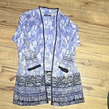 NIC ZOE Women's linen-blend knit Abstract Open Cardigan Sweater Size S