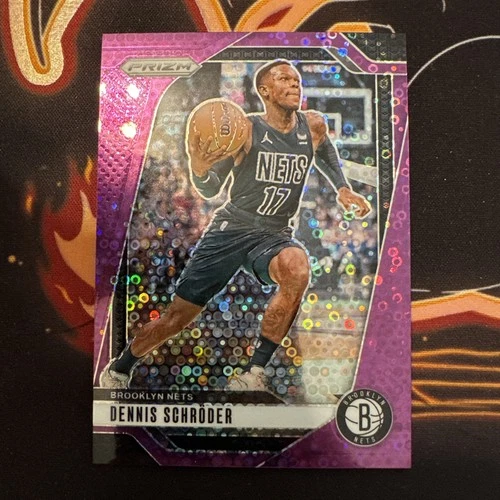 2024-25 Panini Prizm Dennis Schroder #218 Fast Break Purple Disco /75 Nets