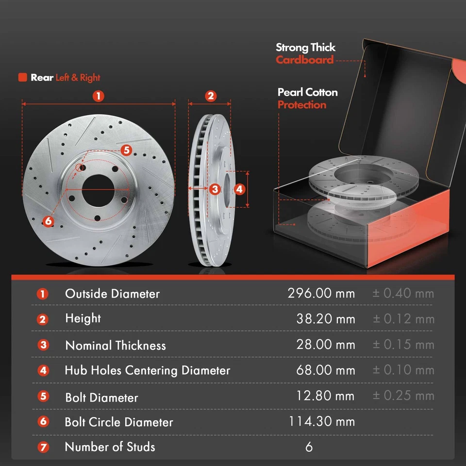 Rotores e pastilhas de freio dianteiros perfurados + rolamento de cubo para Nissan Xterra Suzuki Equator - Imagem 2 de 4