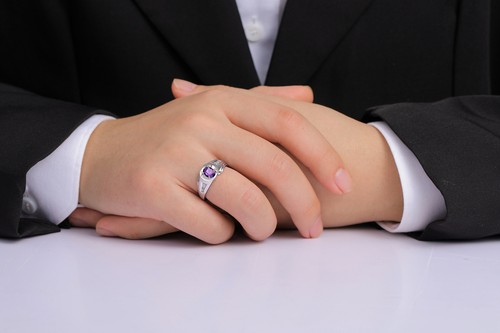 RYLOS Men's 8X6MM Gemstone & Diamond Ring in Sterling Silver, Sizes 8-13 - Picture 2 of 29
