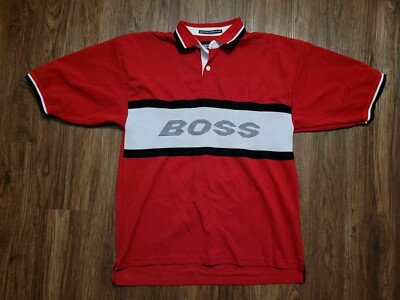 Vintage BOSS by IG Design Oversized Polo Jersey Sz 2XL 90s Red Baggy EUC