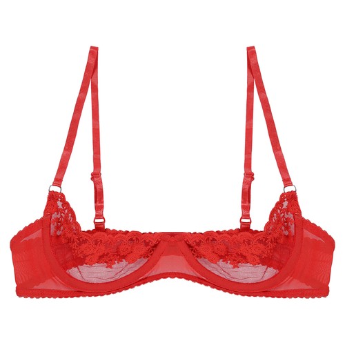 ~Women Open Nipple Bra Sexy Underwire Sheer Lace Unlined Push Up Cupless Shelf - Picture 25 of 152