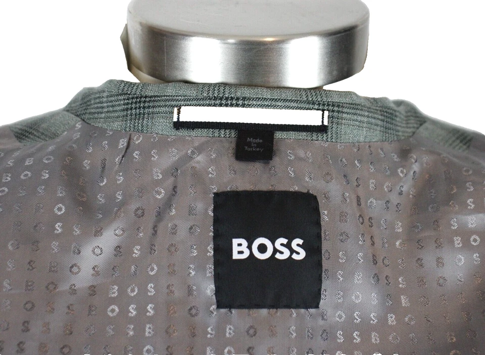 Hugo Boss Sport Coat 38 R Mens Light Green Plaid Slim Fit Virgin Wool Hutson New - Image 2 of 4