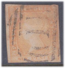 (F227-6) 1884 Victoria 6d orange wood block stamp (F) (UQ51)