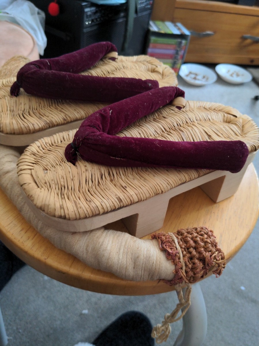 その他 gusha Vintage Traditional Japanese Geta Sandals Wooden Shoes Straw Soles