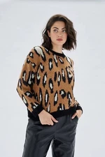 NWT MinkPink Revolve XS Latifah Intarsia Animal Print Cheetah Leopard Sweater