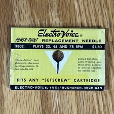 Vintage Electro Voice Phonograph Needle Package Power Point Replacement Sealed
