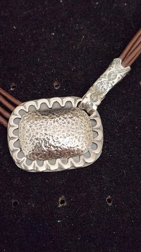 Chunky Silpada Sterling Silver Sunflower Stranded Leather Necklace. 16 inch - Picture 9 of 19