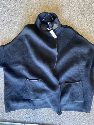 APT Kohls Women Poncho Sweater Turtleneck Black Gray Heathered