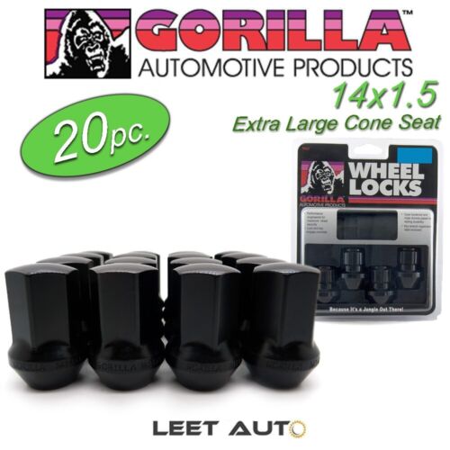 (20pc.) Gorilla Lug Nuts + Wheel Locks, Factory Style Bulge, 14mm x 1. ...