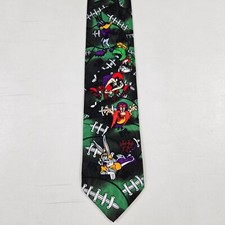 Looney Tunes Football Neck Tie Bugs Bunny Daffy Duck Taz Yosemite Sam 1993 VTG