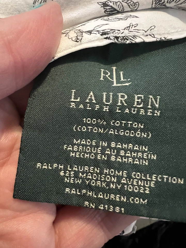 Lauren Ralph Lauren Cottage Hill Черно-белый Туалет Полная Плоская Простыня Б/У - Изображение 4 из 4