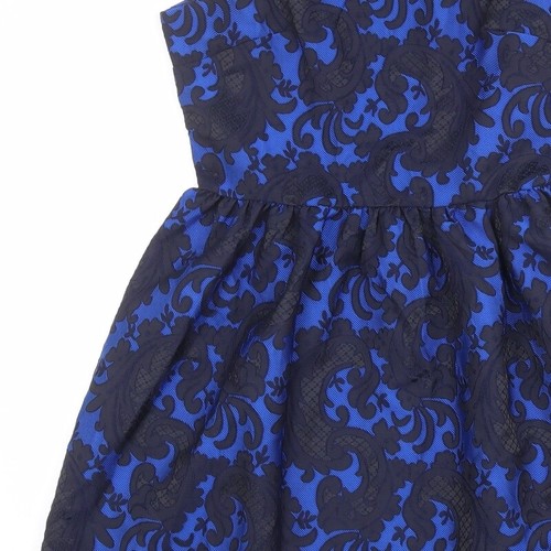 Glamorous donna blu geometrico poliestere vestibilità e svasata taglia XS cerniera collo rotondo - Foto 7 di 10