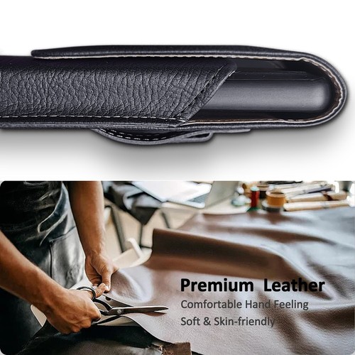 Black Vertical Leather Holster Belt Clip Case Cover For Apple iPhone 16 Plus - Picture 6 of 16