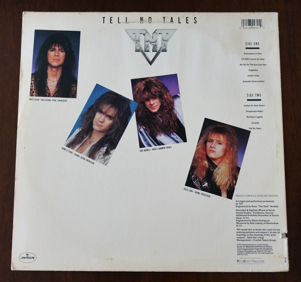 TNT - Tell No Tales 1st Press Vinyl US 1987 LP Record w/Inner ORG Q-1 Rare EX/VG - Image 2 of 4