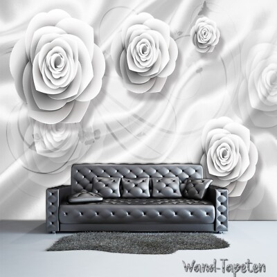 Vlies Fototapete Wandtapete Wandbilder 3d Rose Flower White Modern 1662