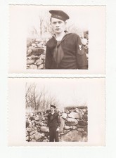 2 Vintage Photos 1944 Sailor Navy Military WW2 Handsome Guy Man