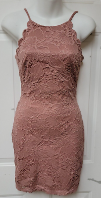 A. Byer Juniors Scalloped Trim Lace Sheath Dress Pink 13