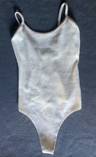 American Eagle White Cream Ribbed Tank Bodysuit Thong Snap Close Sz Small New
